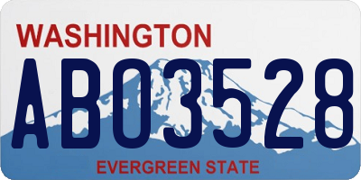 WA license plate ABO3528