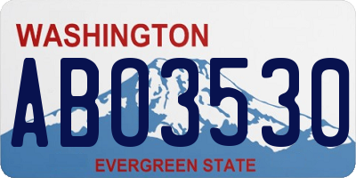 WA license plate ABO3530