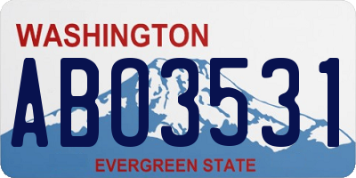WA license plate ABO3531