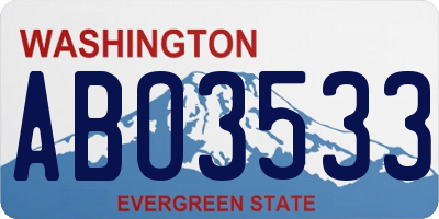 WA license plate ABO3533