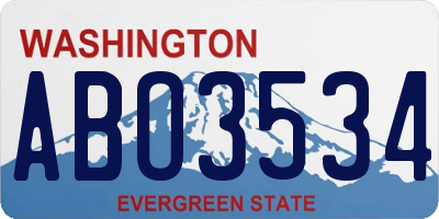 WA license plate ABO3534