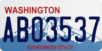 WA license plate ABO3537