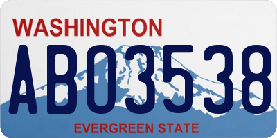 WA license plate ABO3538