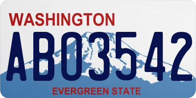 WA license plate ABO3542