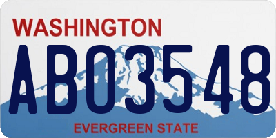 WA license plate ABO3548