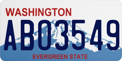 WA license plate ABO3549
