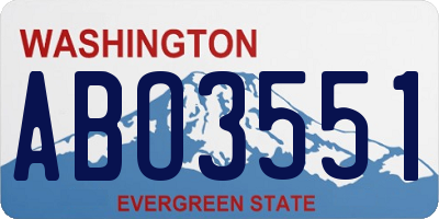 WA license plate ABO3551