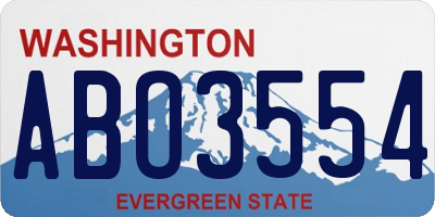 WA license plate ABO3554