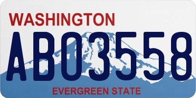 WA license plate ABO3558