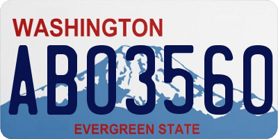 WA license plate ABO3560