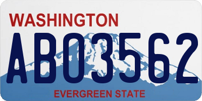 WA license plate ABO3562