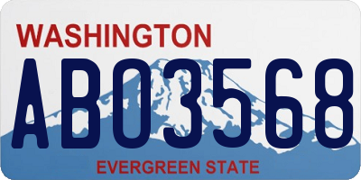 WA license plate ABO3568