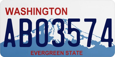 WA license plate ABO3574
