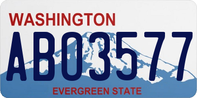 WA license plate ABO3577