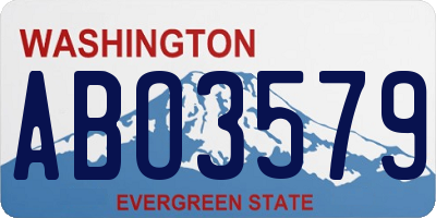 WA license plate ABO3579