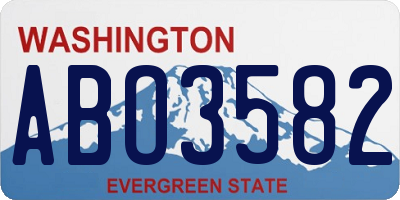 WA license plate ABO3582