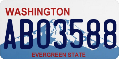 WA license plate ABO3588
