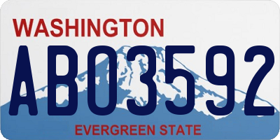 WA license plate ABO3592