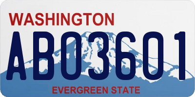 WA license plate ABO3601
