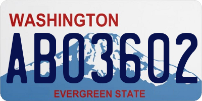 WA license plate ABO3602