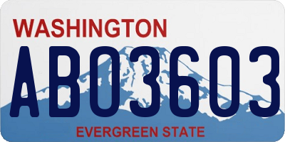 WA license plate ABO3603