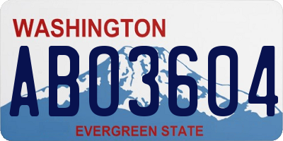 WA license plate ABO3604