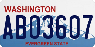 WA license plate ABO3607