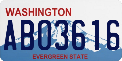 WA license plate ABO3616