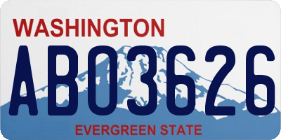 WA license plate ABO3626