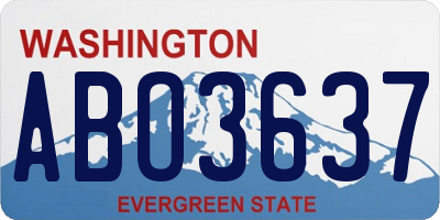 WA license plate ABO3637