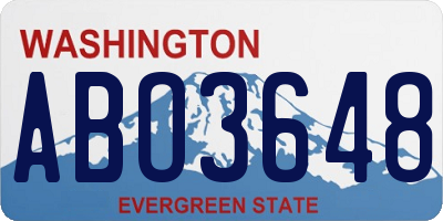 WA license plate ABO3648