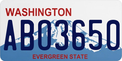 WA license plate ABO3650