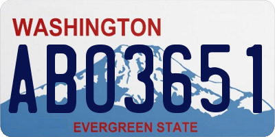 WA license plate ABO3651
