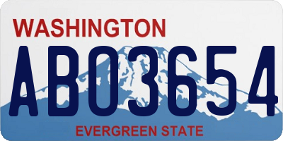 WA license plate ABO3654