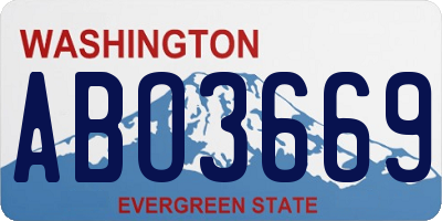 WA license plate ABO3669