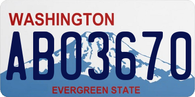 WA license plate ABO3670