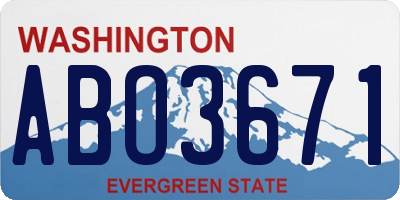 WA license plate ABO3671