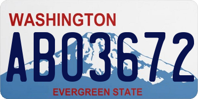 WA license plate ABO3672