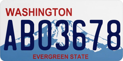 WA license plate ABO3678