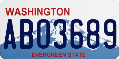 WA license plate ABO3689