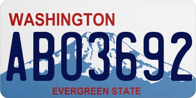 WA license plate ABO3692
