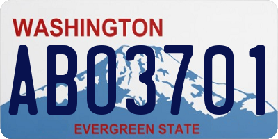 WA license plate ABO3701