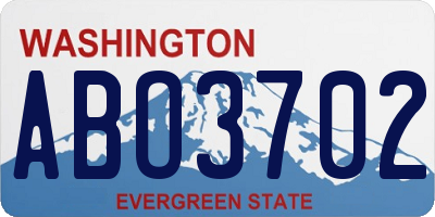 WA license plate ABO3702