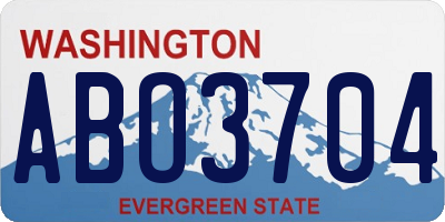 WA license plate ABO3704