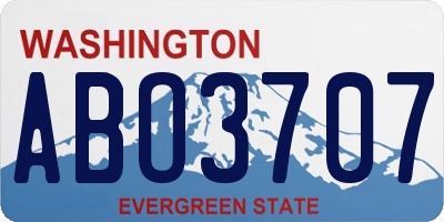 WA license plate ABO3707