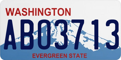 WA license plate ABO3713