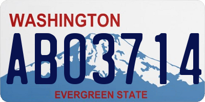 WA license plate ABO3714