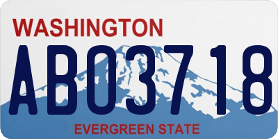 WA license plate ABO3718