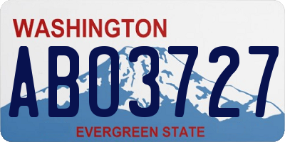 WA license plate ABO3727