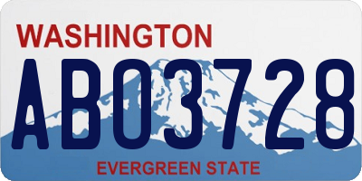 WA license plate ABO3728
